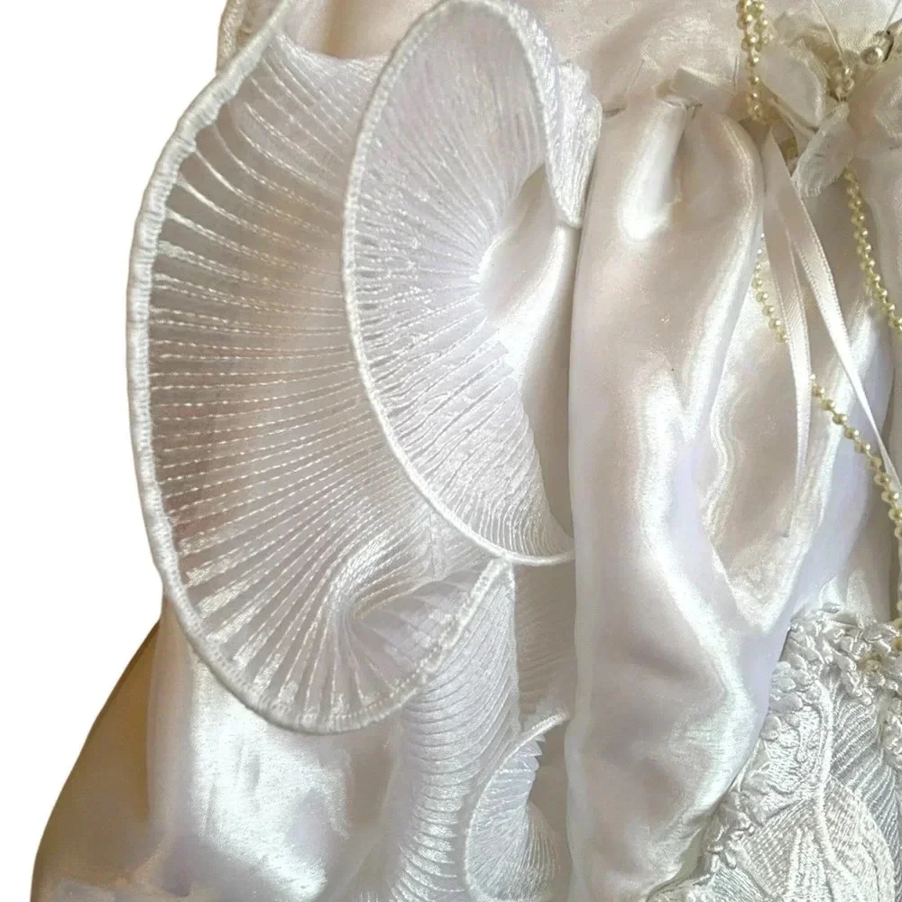 Baby 0-3 mo Alegria baptism gown w embroidered Mary. Like new cndtn.